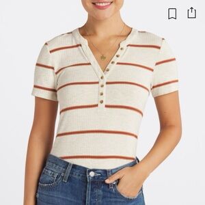 Market & Spruce Henley Joanne Ribbed Knit Henley Tee